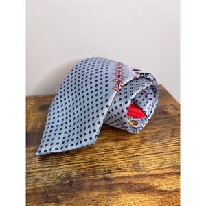 1970s Wembley Wemblon Ice Blue Red Gold Geometric Oreintal Disco Groovy Mens Tie